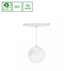 Spectrum LED System Shift CCT- Globe P Pendel Klot Skensystemljus Ø100 (815mm Kabel), 5W, 165°, Vit, CCT Switch.