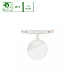 Spectrum LED System Shift CCT- Globe Sphere skinnebelysning Ø100x130mm, 5W, 165°, vit, CCT-brytare.