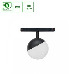 Spectrum LED System Shift CCT Globe Sphere - Skena Belysning Ø100x130mm, 5W, 165°, Svart, CCT Switch