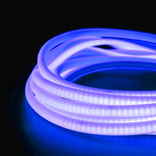 5 m. vattentät Blå Neon COB LED strip - 230V, IP67, 288 LED, 11,5W/m, kan klippas var 10cm