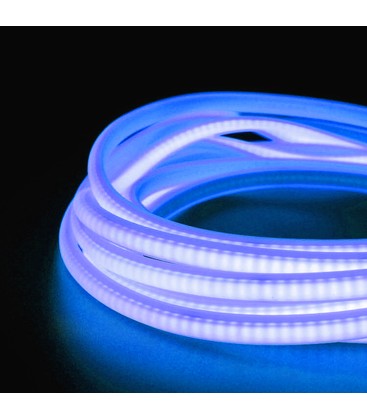 5 m. vattentät Ljusblå Neon COB LED strip - 230V, IP67, 288 LED, 11,5W/m, kan klippas var 10cm