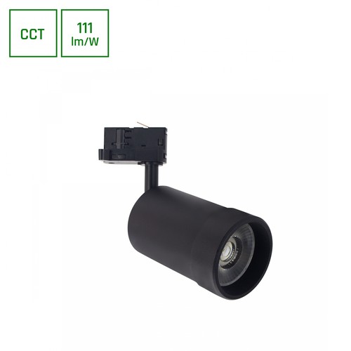 20W PAVA BASIC 3-fas skenspot - Justerbar CCT, 111lm/W, 20-45° vinkel, svart, IP20