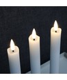 3-pack vita LED-stearinljus, flameffekt - Ø2,2cm, Höjd: 24,5cm, kronljus, fungerar inkl. fjärrkontroll, timer