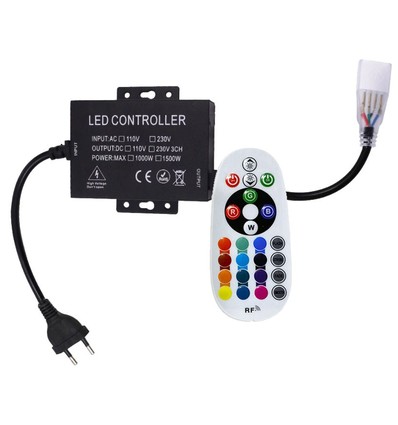 230V RGB controller - Inkl. ändstycke, till 230V, minnesfunktion, 100 m.