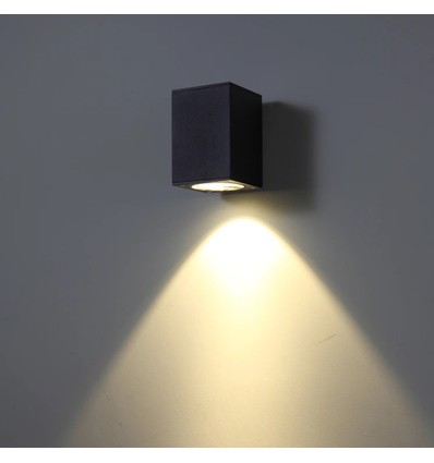 3W vägglampa - IP65, svart, fyrkantig, inomhus / utomhus, inkl. ljuskälla