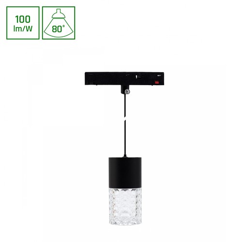 7W SHIFT BASIC HANGIT CRISTAL skenspot för 48V - 100lm/W, neutralvit, 110cm wire, för magnetisk skena
