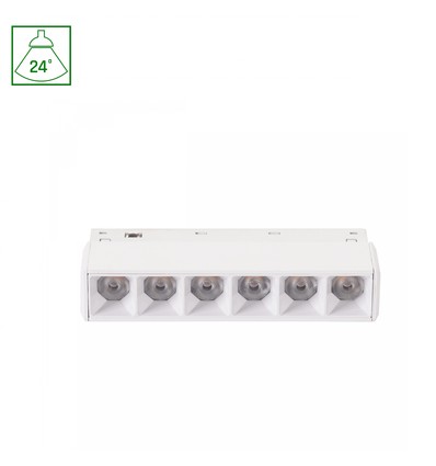 6W SHIFT Grid XS magnetisk spot för skena, 48V - Vit, 2700K, 11cm, IP20