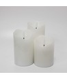 Set med 3 st. LED blockljus 10cm, flammeffekt, vit - Ø7,5cm
