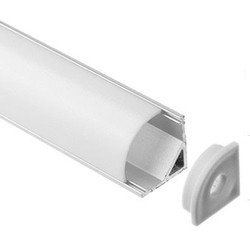 230V Alu hörnprofil 16x16 till LED strip - 1 meter, inkl. mjölkvitt cover och clips
