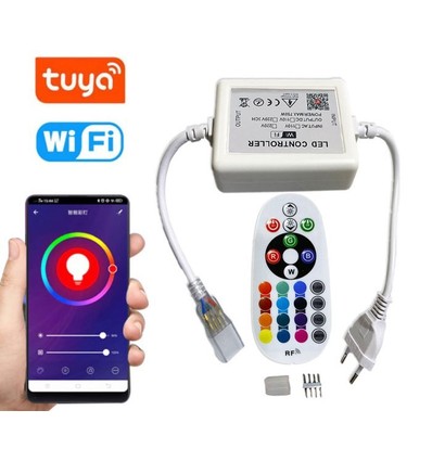 230V RGB WiFi Smart Home controller - Inkl. ändstycke, till 230V, minnesfunktion, 50 m.