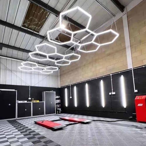 Hexagon LED 5 fält komplett set - RA95, 168W. inklusive strömanslutning