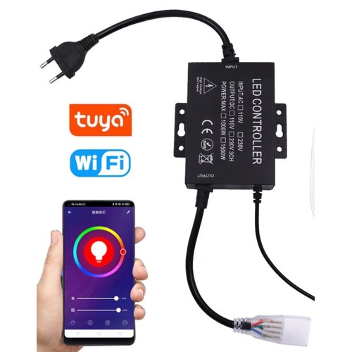 230V RGB WiFi Smart Home controller - Inkl. ändstycke, till 230V, minnesfunktion, 100 m.