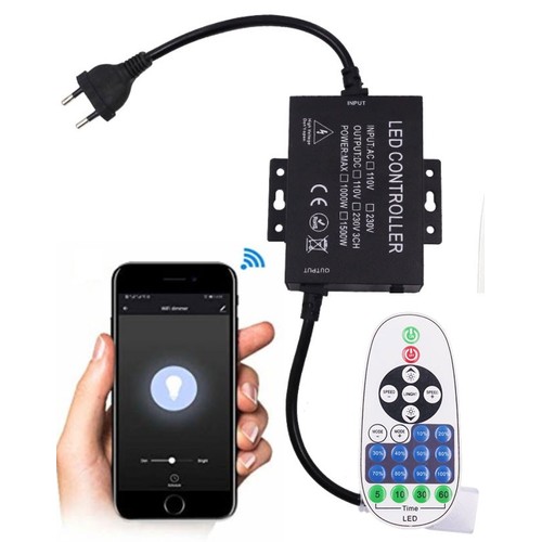 230V WiFi Smart Home dimmer - Inkl. ändstycke, till 230V (Type Q), minnesfunktion, max 100 m.