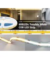 16W/m CCT COB-LED strip - 5m, IP20, 512 LED per. meter, 24V, RA97