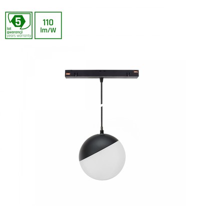 System Shift Globe P - pendlat Sphere Skinna Ljus 100mm (850mm Kabel), 5W, 165°, Svart, 2 Kretsar