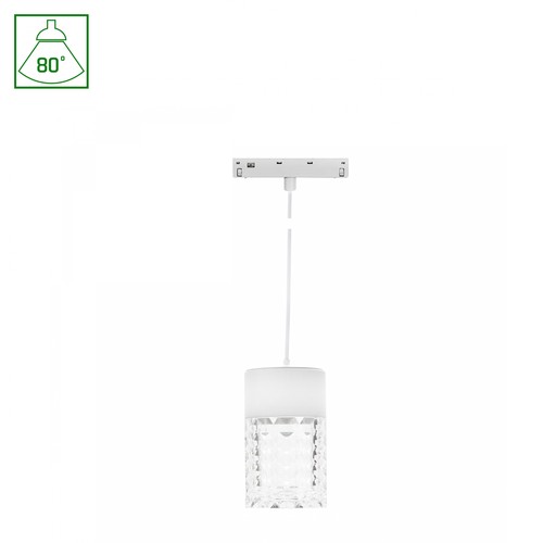 7W SYSTEM SHIFT BASIC HANGIT CRISTAL skenspot, 48V - 2700K, 80°, IP20, 110cm wireupphängning