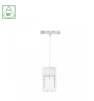7W SYSTEM SHIFT BASIC HANGIT CRISTAL skenspot, 48V - 2700K, 80°, IP20, 110cm wireupphängning