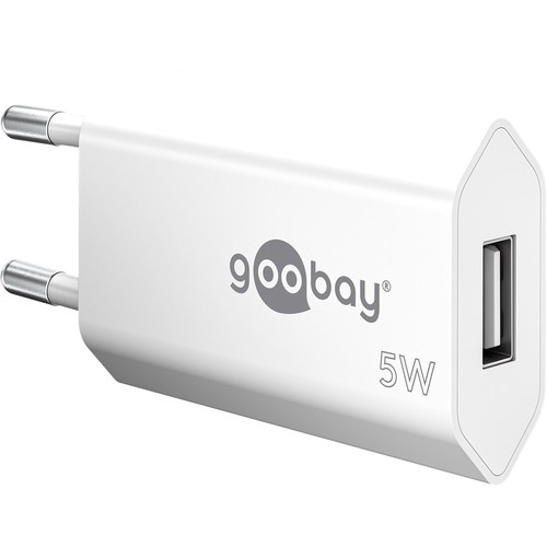 Goobay USB-laddare 5W - USB-A, vit, perfekt för mobil och lampor