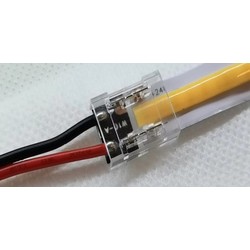 Enkeltfärgad LED strip tillbehör 12V/24V COB Lagertömning: Flexibel DC-kontakt Hona - Till COB LED strips (8 mm), 12V / 24V