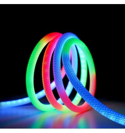 5m RGBIC Neon flex slang komplett set - Vävt rep, Bluetooth App, Fjärrkontroll, USB