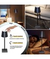 Candela LED bordslampa med trådös laddning - Svart, IP54 Inomhus/utomhus, touchdimbar