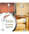 Candela LED bordslampa inkl. trådös laddning - Vit, IP54 Inomhus/utomhus, touchdimbar