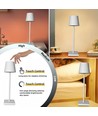 LED bordslampa inkl. trådös laddning - Vit, IP54 Inomhus/utomhus, touchdimbar