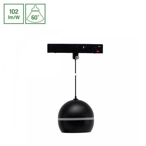 10W System Shift Basic Globe Ring skenspot, 48V - 102lm/W, 3000K, 60 grader, pendel för skensystem