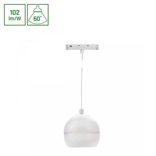 10W SHIFT BASIC GLOBE RING PENDANT skenspot, 48V - 1020lm, 2700K, vit, IP20, inkl. ljuskälla