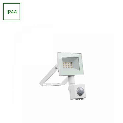 Noctis Lux 4 Strålkastare 10W - Neutral vit, 230V, IP44, 94x150x53mm, Vit, PIR-sensor