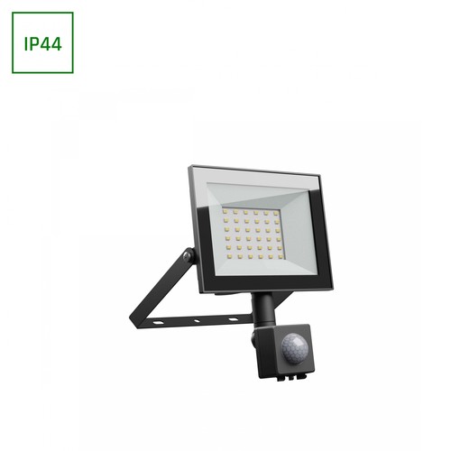 Noctis Lux 4 strålkastare 30W - kallvit, 230V, IP44, 141x185x53mm, svart, PIR-sensor.