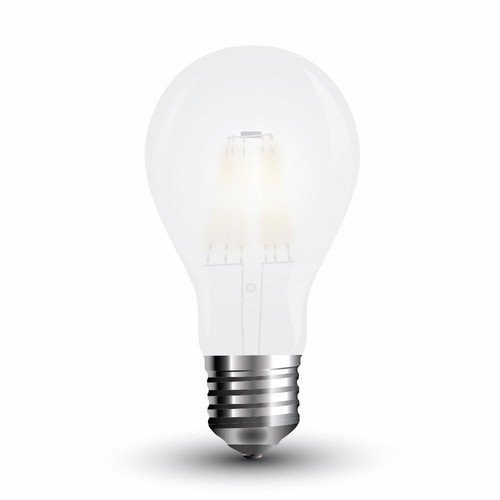 6W Glödlampa E27 - A60, Frostad, Koltråd, 6400K