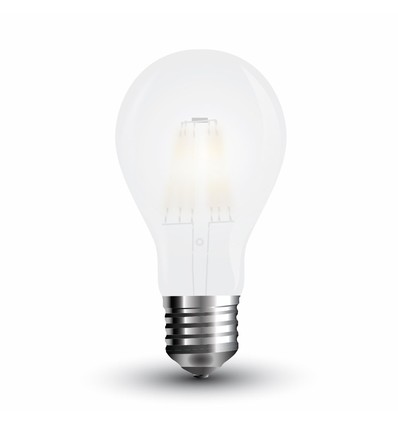 6W Glödlampa E27 - A60, Frostad, Koltråd, 6400K