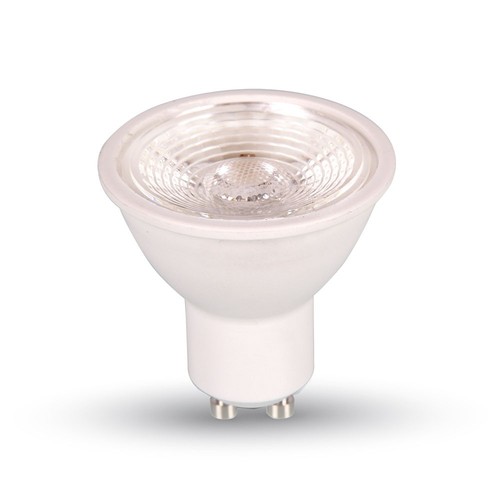 7W GU10 - LED plast spotlight, lins, 6000K, 38D, dimbar