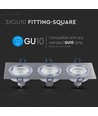 3xGU10 Lampa - Kvadratisk, Borstad Aluminium