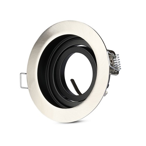 GU10 infälld spotlight, djup design - Rund, Satin nickel, Hål: Ø9 cm, Mått: Ø10 cm