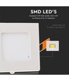 V-Tac 12x12cm, 6W LED inbyggnadspanel - Hål: 11x11 cm, Mått: 12x12 cm, 230V