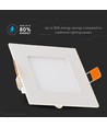V-Tac 12x12cm, 6W LED inbyggnadspanel - Hål: 11x11 cm, Mått: 12x12 cm, 230V