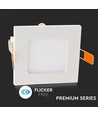 V-Tac 12x12cm, 6W LED inbyggnadspanel - Hål: 11x11 cm, Mått: 12x12 cm, 230V
