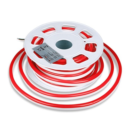 10m 8W/m Röd Neon Flex LED - 24V, IP65, 9x16,5mm