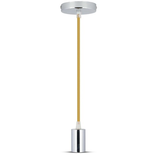 E27 Krom Metall Kopp Pendellampa - Beige