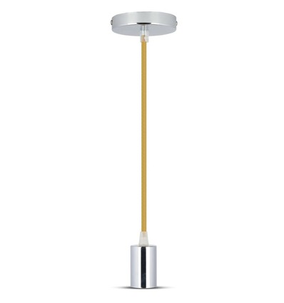 E27 Krom Metall Kopp Pendellampa - Beige