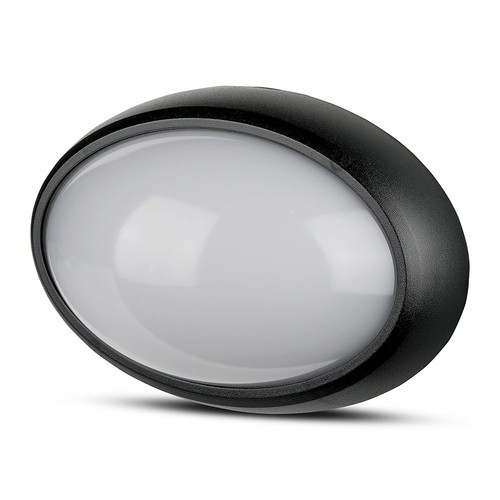 8W Full Ovalt Dome Light - IP54, 3000K, Svart Hus