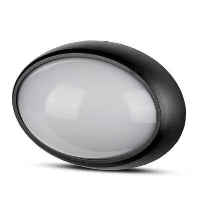 8W Full Ovalt Dome Light - IP54, 3000K, Svart Hus