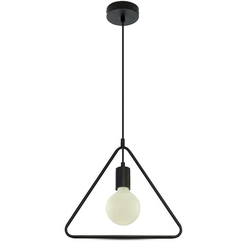 E27 pendellampa, geometrisk triangel - Matt svart, modern design, metallfinish