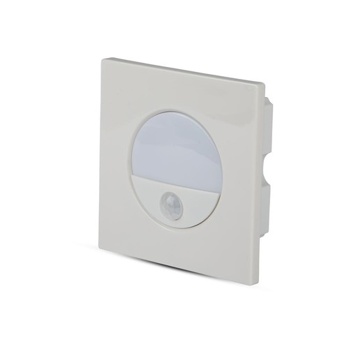 3W LED downlight med sensor - 4000K, 130 grader sensor, aluminium, vit kant