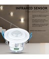 PIR Takmonterad sensor (max: 400W LED) - Rörligt huvud