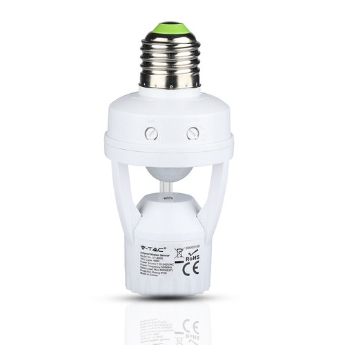 E27 sockel med 360° infraröd rörelsesensor - Max 60W, räckvidd upp till 6m, inomhus
