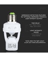 E27 sockel med 360° infraröd rörelsesensor - Max 60W, räckvidd upp till 6m, inomhus/utomhus