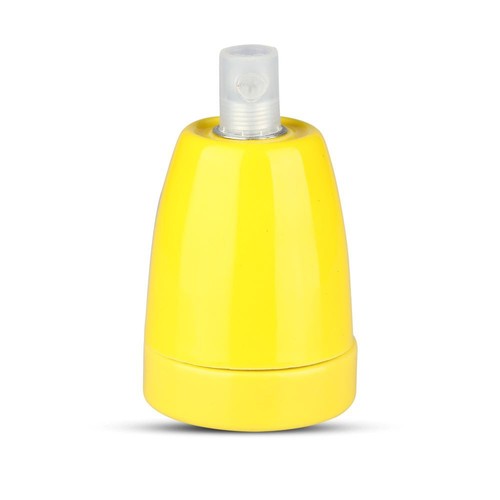 Gul E27 porslinssockel - Max 60W, Ø4,7 x 6,4 cm, IP20 inomhus